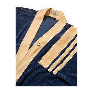 Vintage Christian Dior Blue W/Cream Trim Velour Robe De Chambre Adult‎ One Size